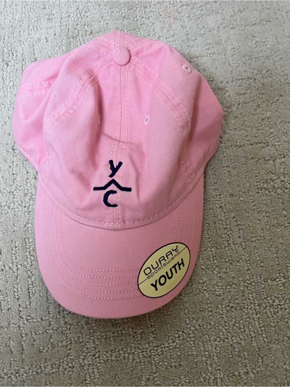 Yellowstone Club Pink Youth Baseball Cap with Navy Embroidered Logo
